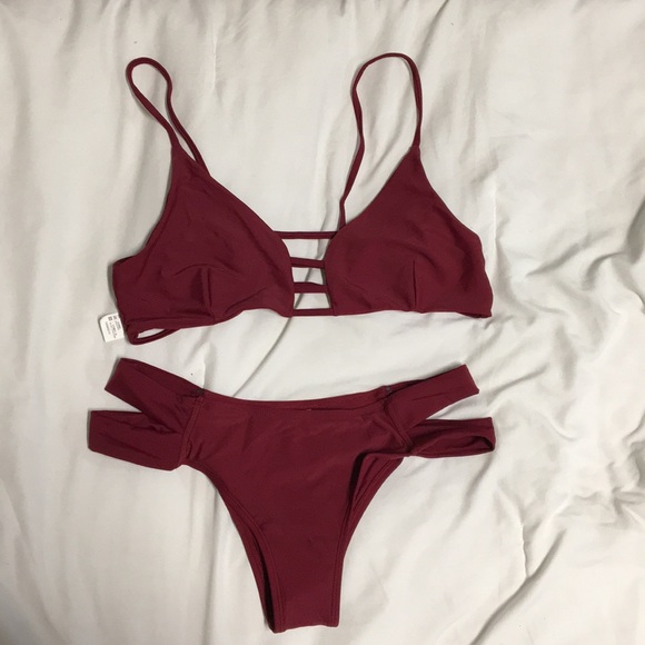 Zaful Other - Burgundy Two Piece Swimsuit